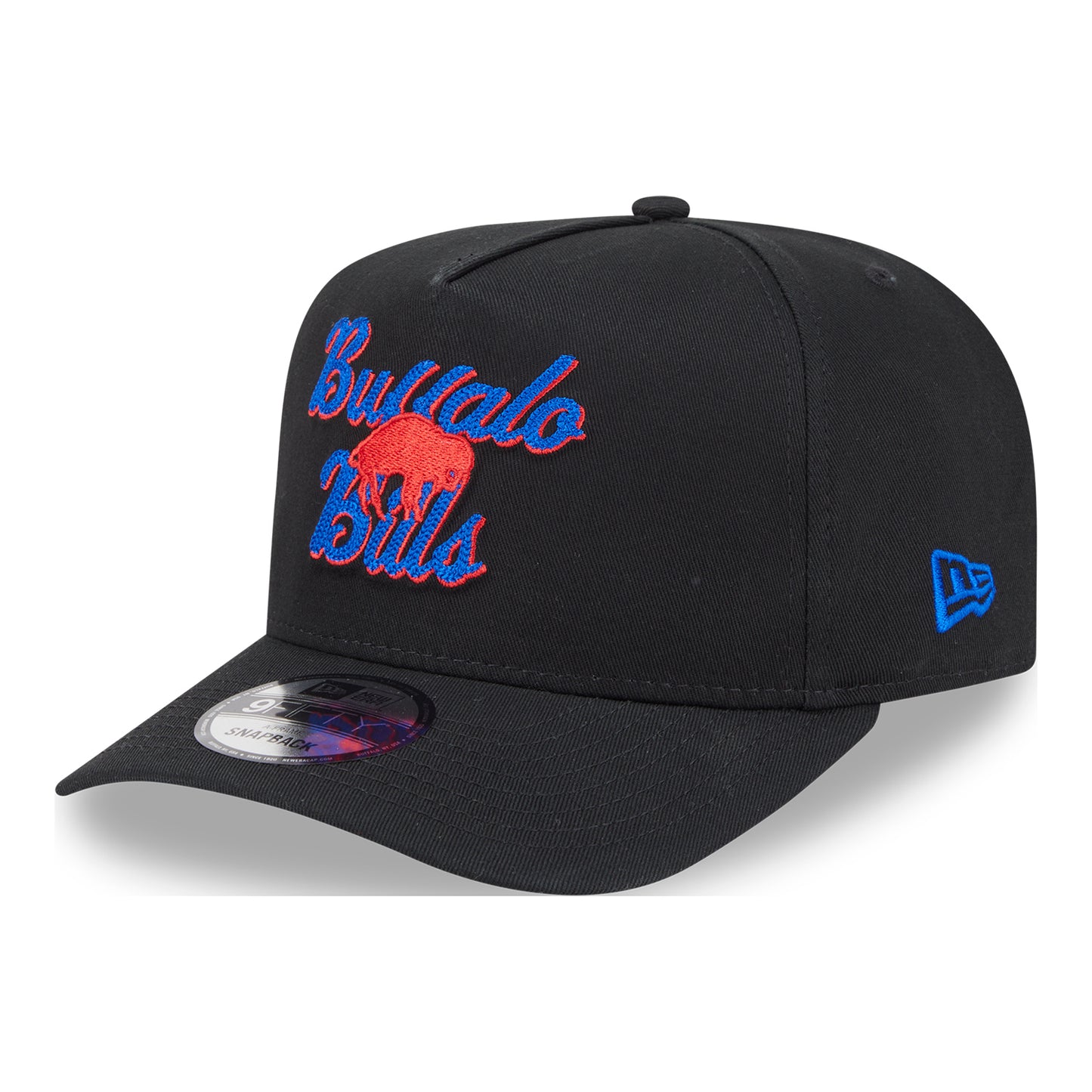 Buffalo Bills New Era 9FIFTY A-Frame Chainstitch Classic Logo Snapback In Black - Front Side View