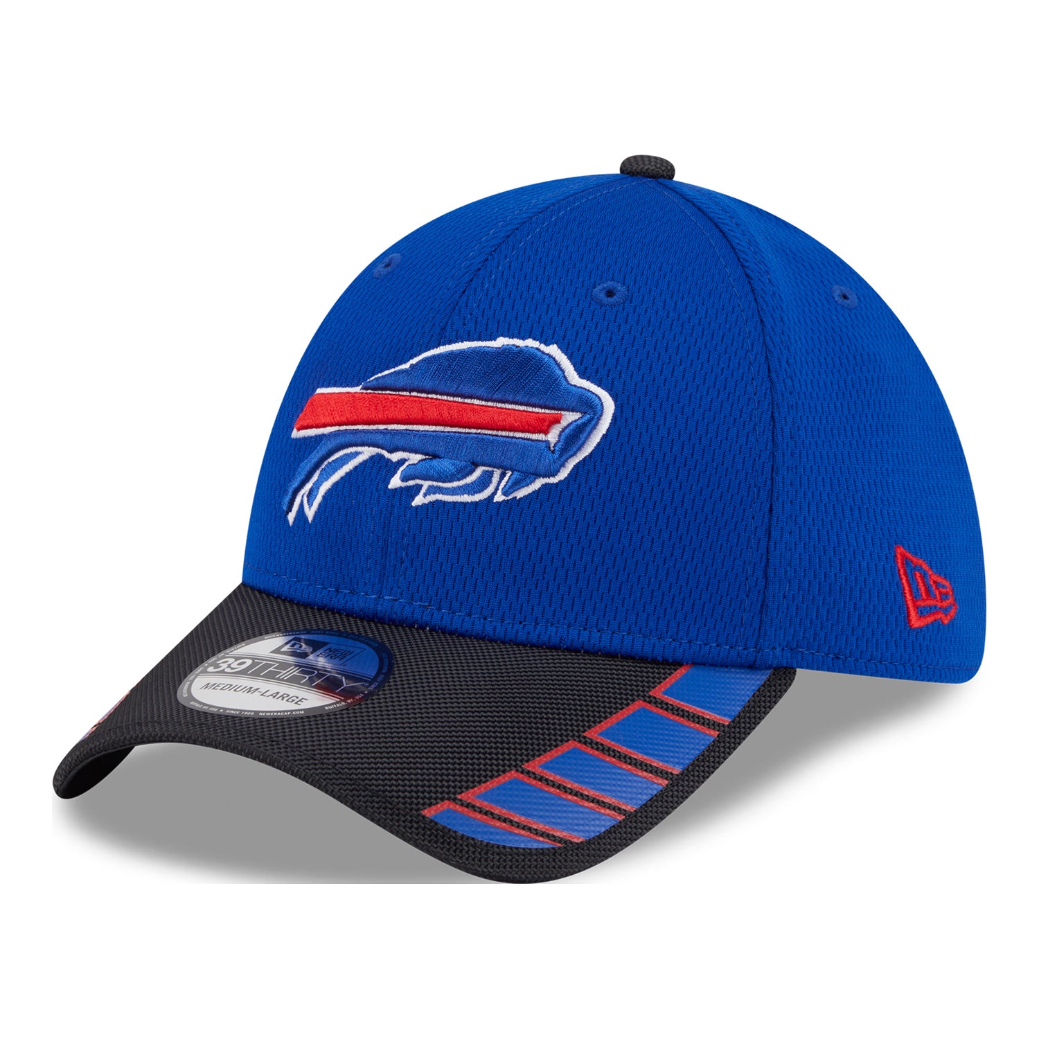 Buffalo Bills New Era 39THIRTY Visor Hit Hat In Blue - Front Side View