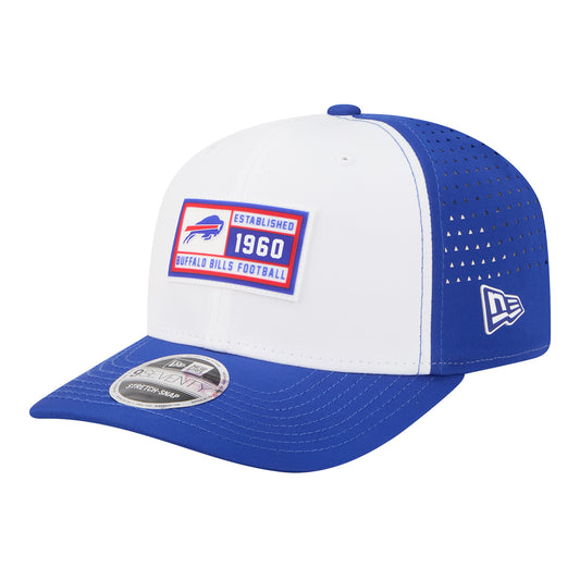 Buffalo Bills New Era 9SEVENTY Established Patch Hat In White & Blue - Angled Left Side View