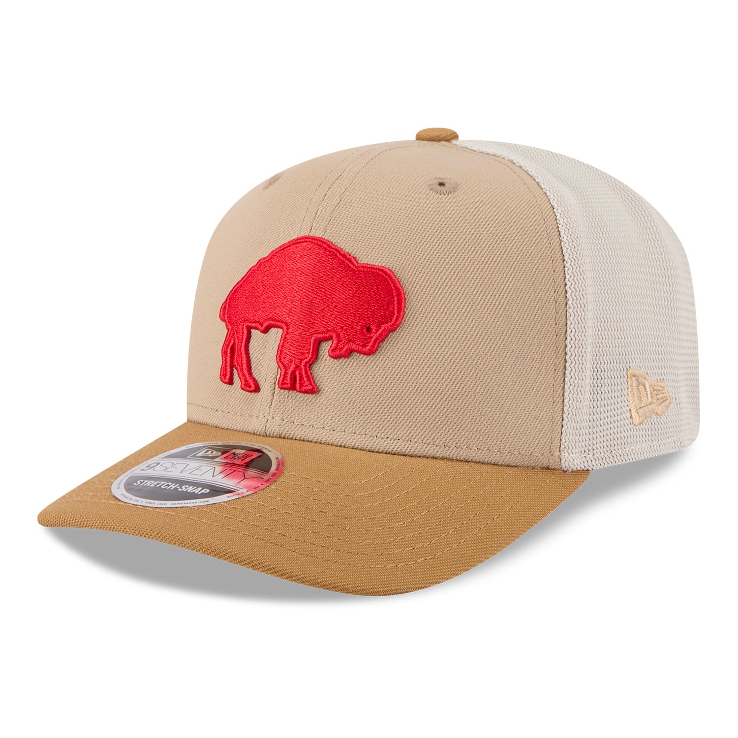 Buffalo Bills New Era 9SEVENTY Classic Logo Hat In Tan - Front Side View