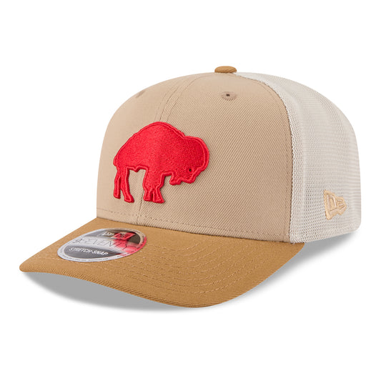 Buffalo Bills New Era 9SEVENTY Classic Logo Hat In Tan - Front Side View