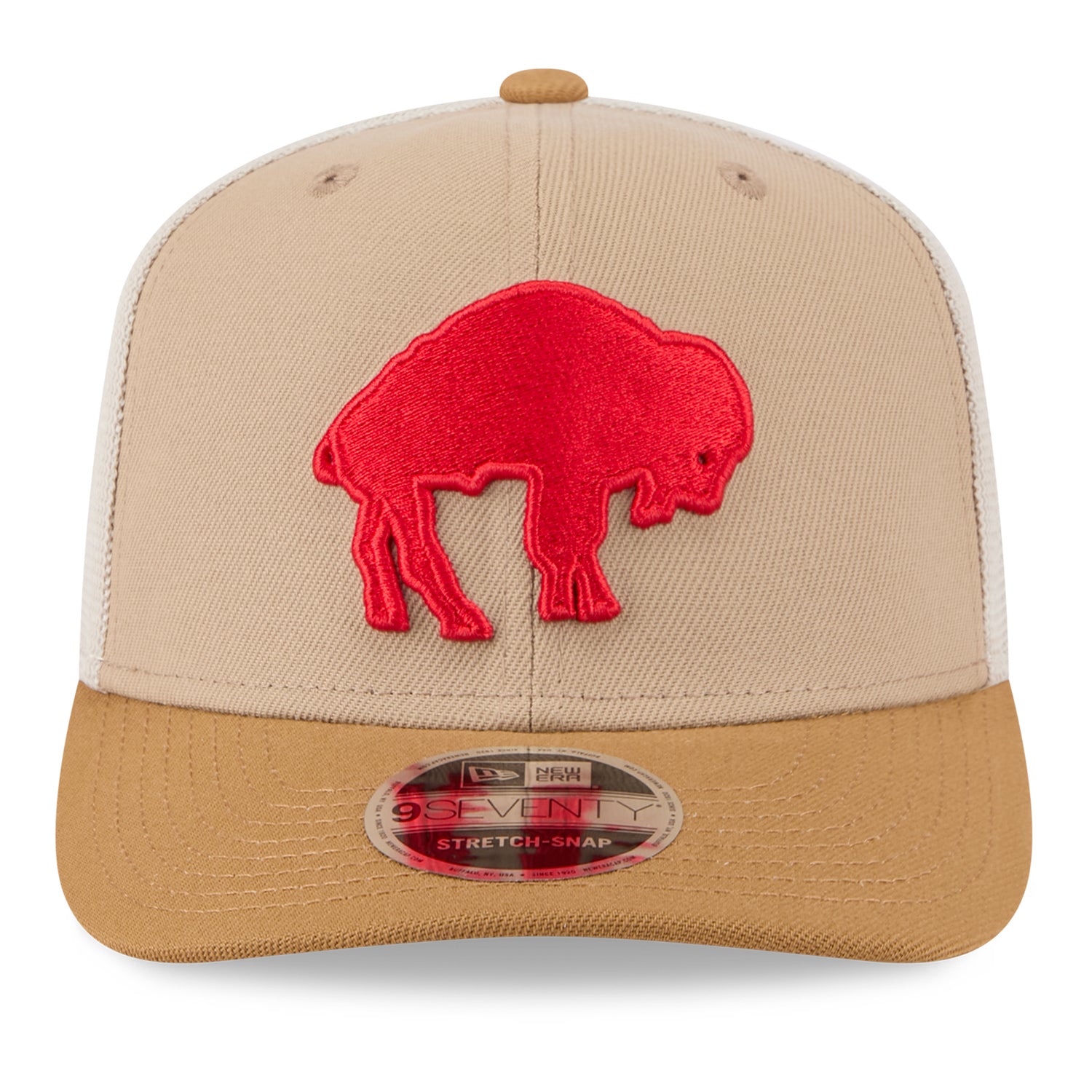 Buffalo Bills New Era 9SEVENTY Classic Logo Hat In Tan - Front View