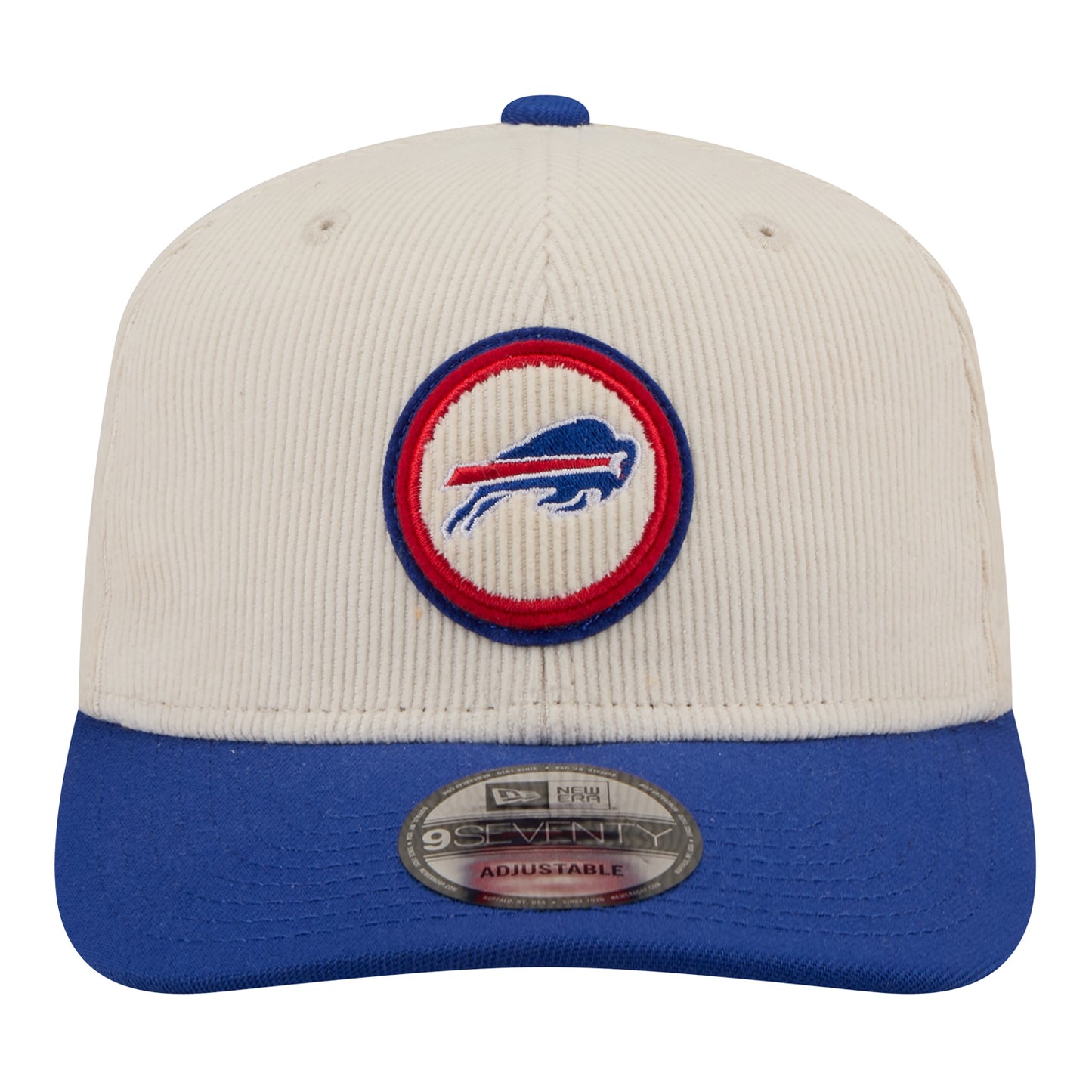 Buffalo Bills New Era 9SEVENTY Loyal Circle Hat In Tan & Blue - Front View