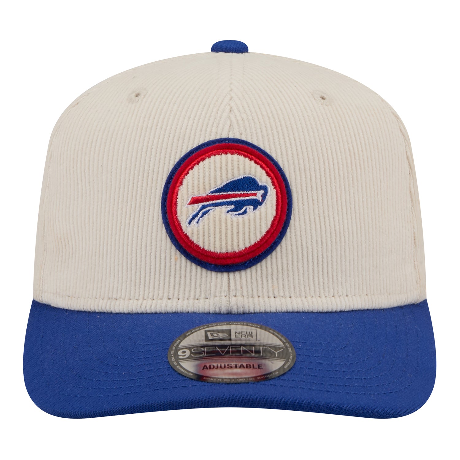 Buffalo Bills New Era 9SEVENTY Loyal Circle Hat In Tan & Blue - Front View