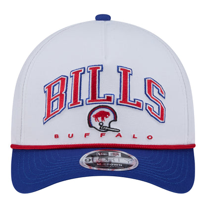 Buffalo Bills New Era 9FORTY Classic Helmet Icon Hat In White, Red & Blue - Front View