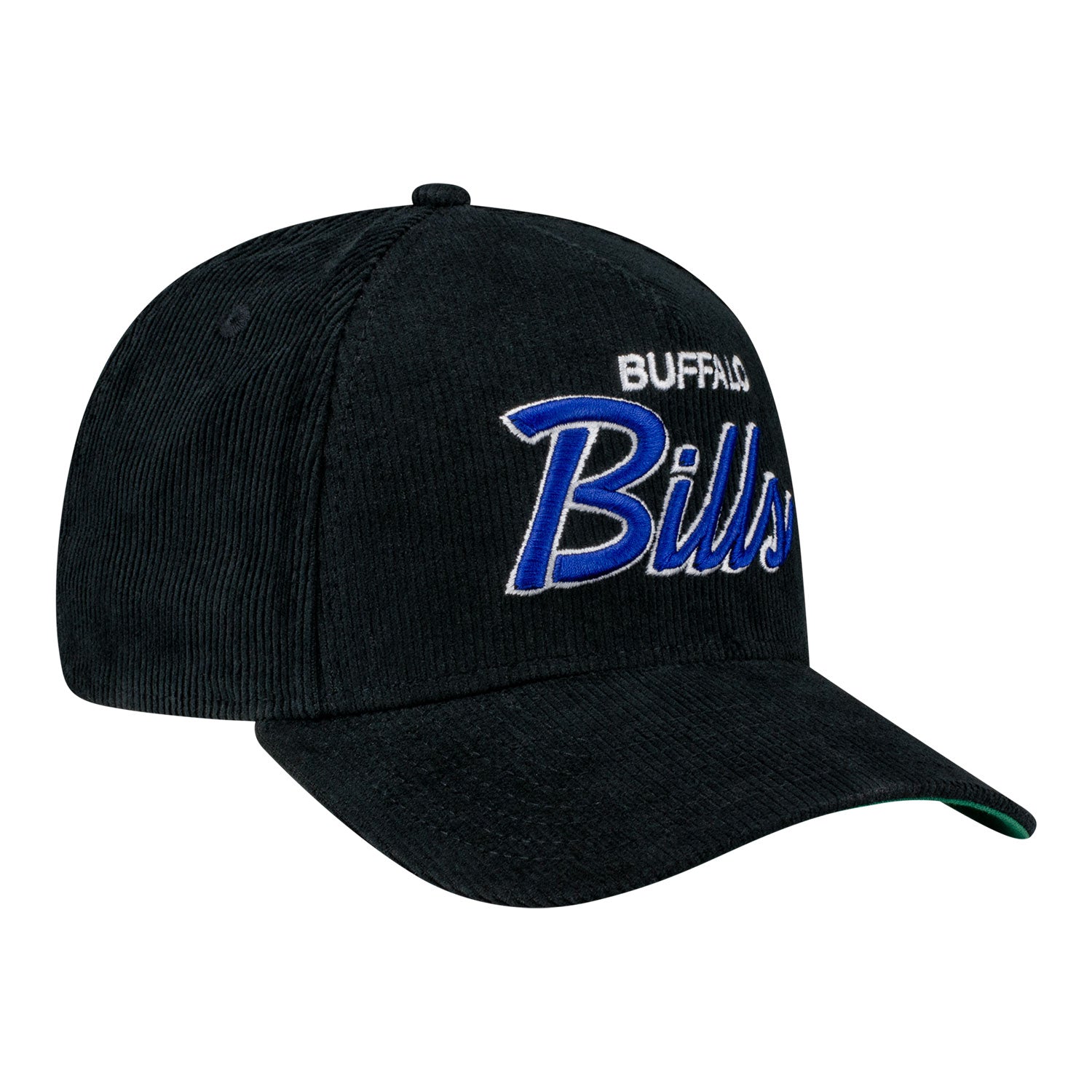 Buffalo Bills New Era 9FORTY Cord Script Hat - Black - Front Right View