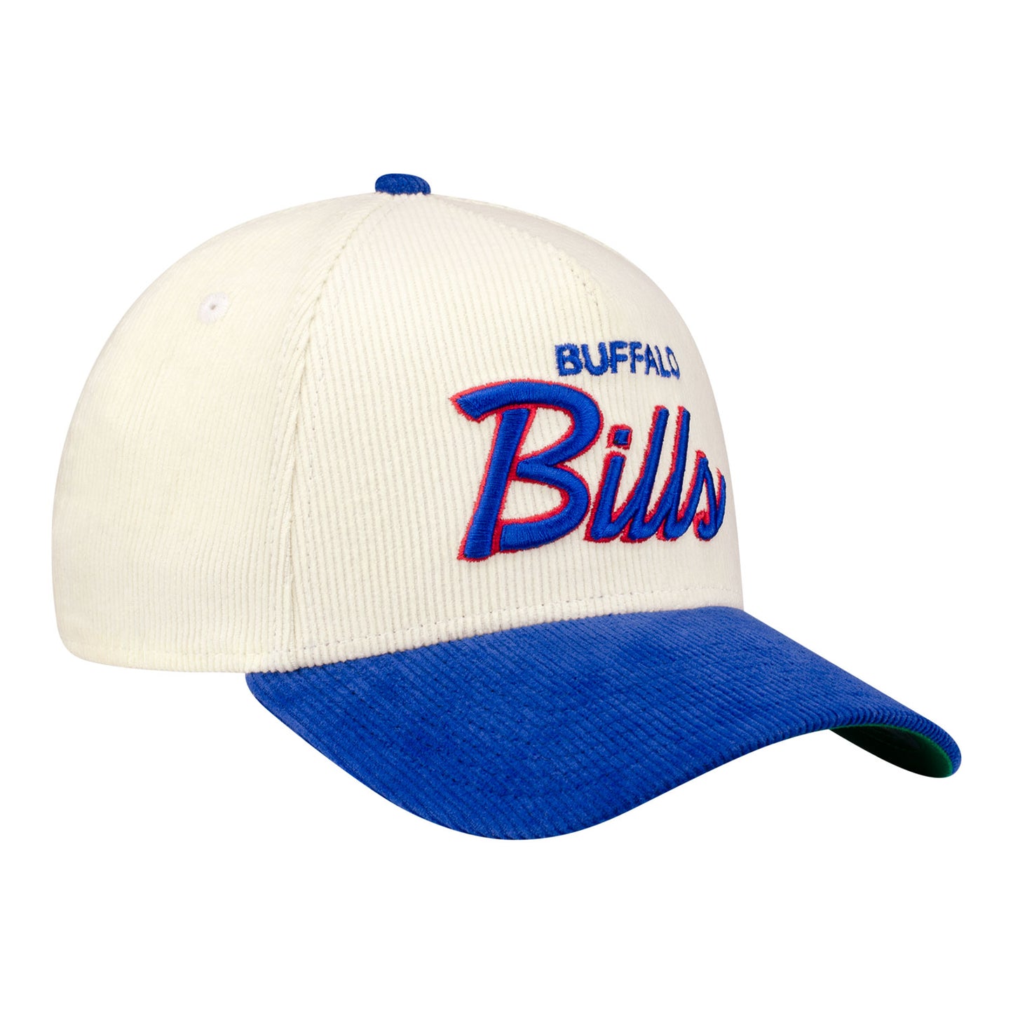 Buffalo Bills New Era 9FORTY Cord Script Hat - White - Front Right View