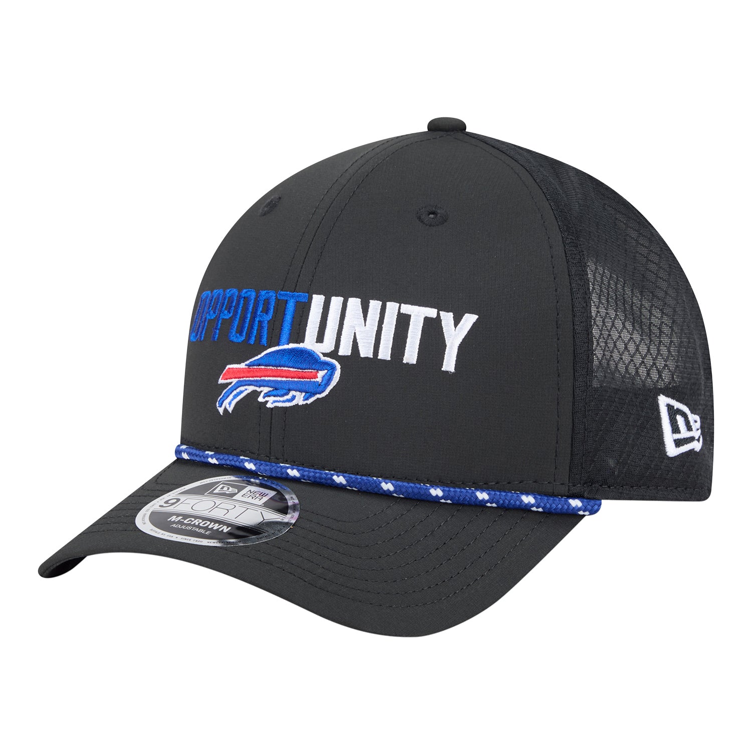 Buffalo Bills New Era 9FORTY Rope 25 Inspire Change Hat In Black - Front Side View
