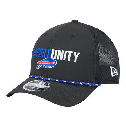 Buffalo Bills New Era 9FORTY Rope 25 Inspire Change Hat In Black - Front Side View