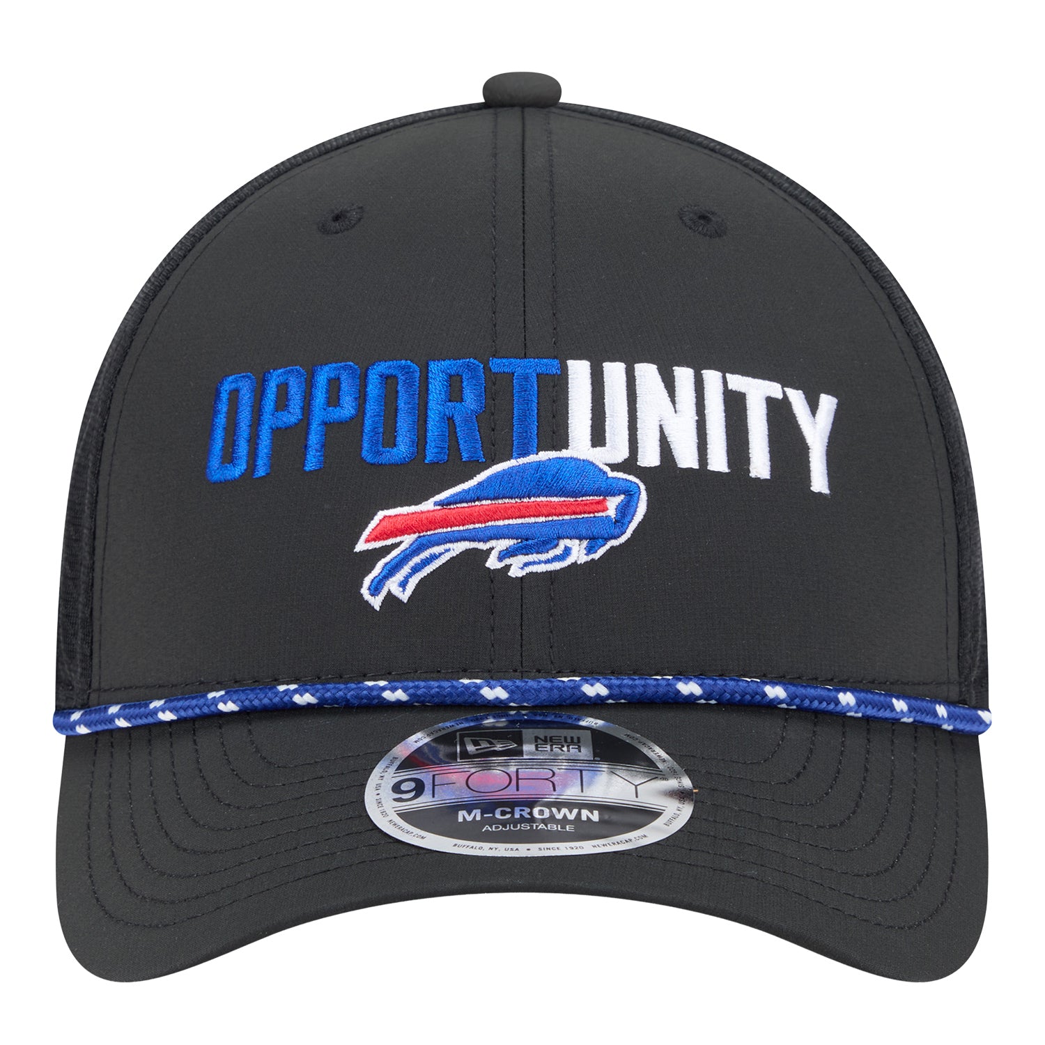 Buffalo Bills New Era 9FORTY Rope 25 Inspire Change Hat In Black - Front View