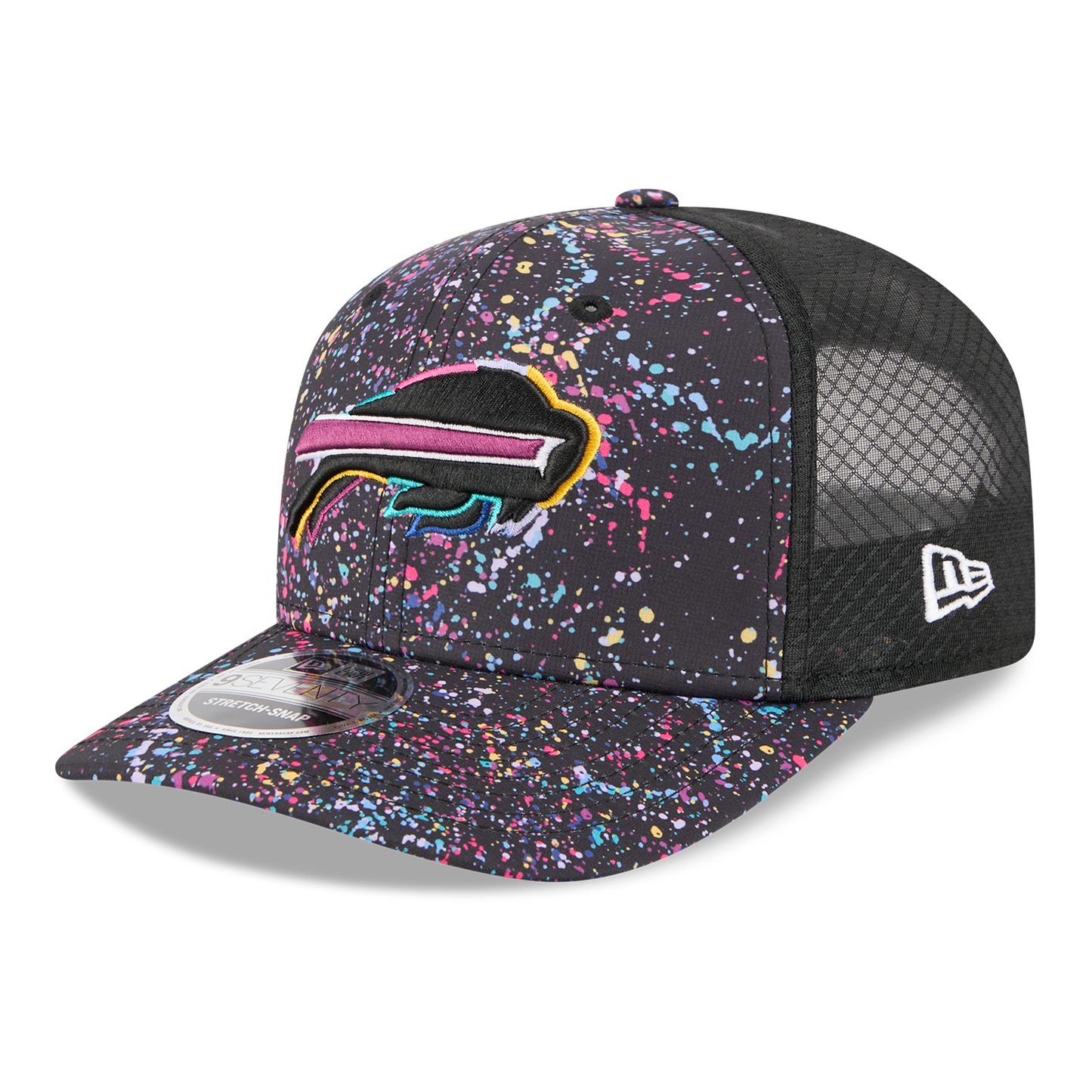 Buffalo Bills New Era 9SEVENTY 2025 Crucial Catch Hat In Black - Front Side View