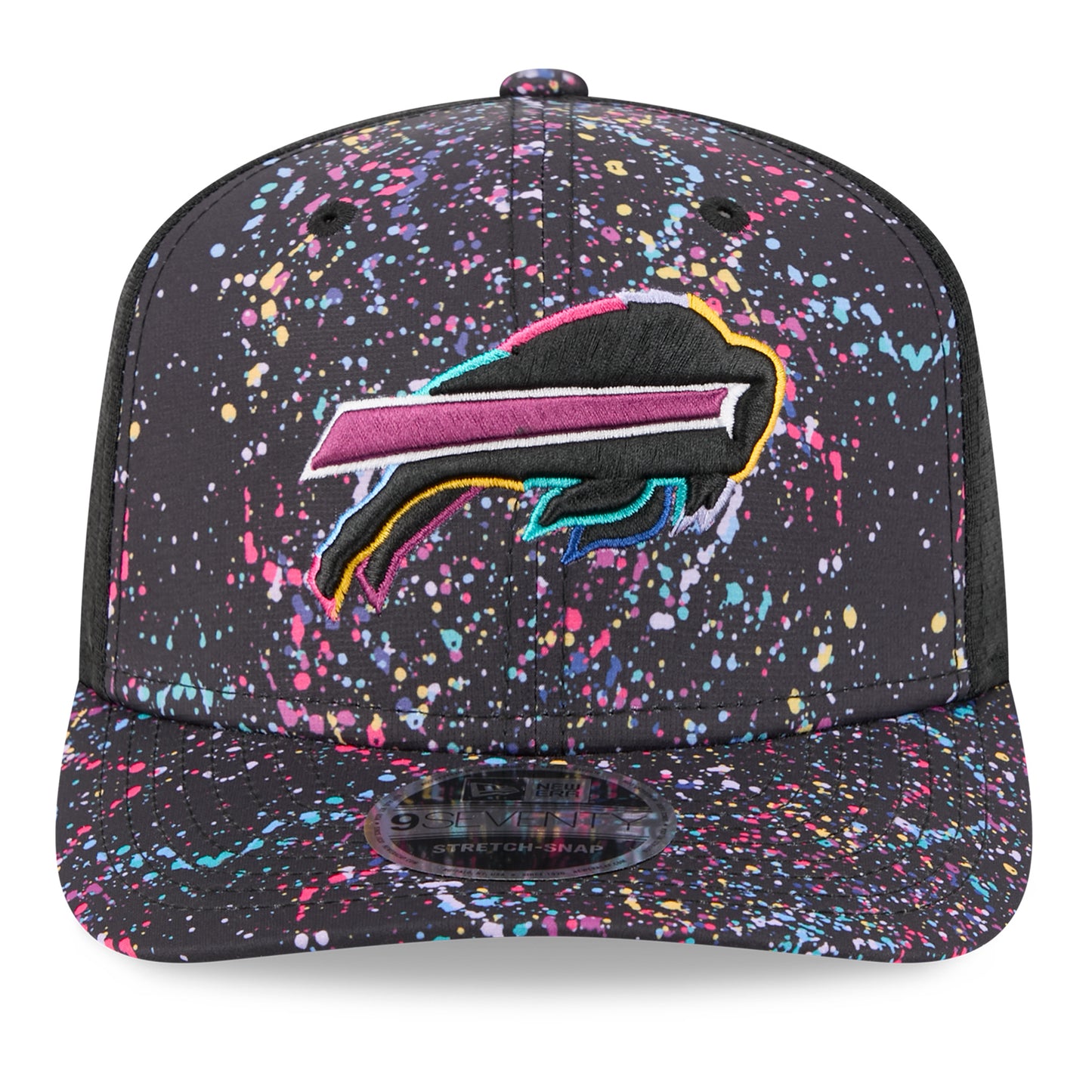 Buffalo Bills New Era 9SEVENTY 2025 Crucial Catch Hat In Black - Front View