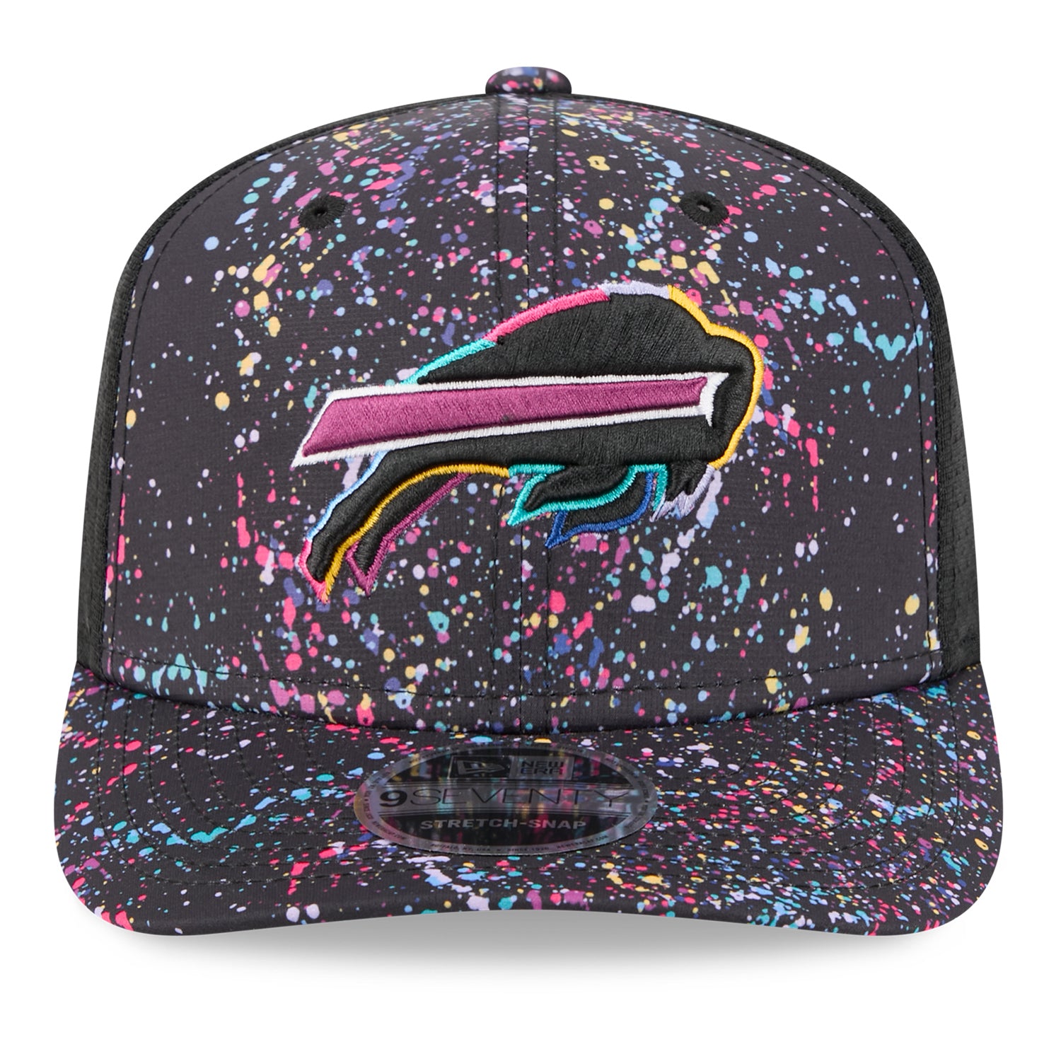 Buffalo Bills New Era 9SEVENTY 2025 Crucial Catch Hat In Black - Front View