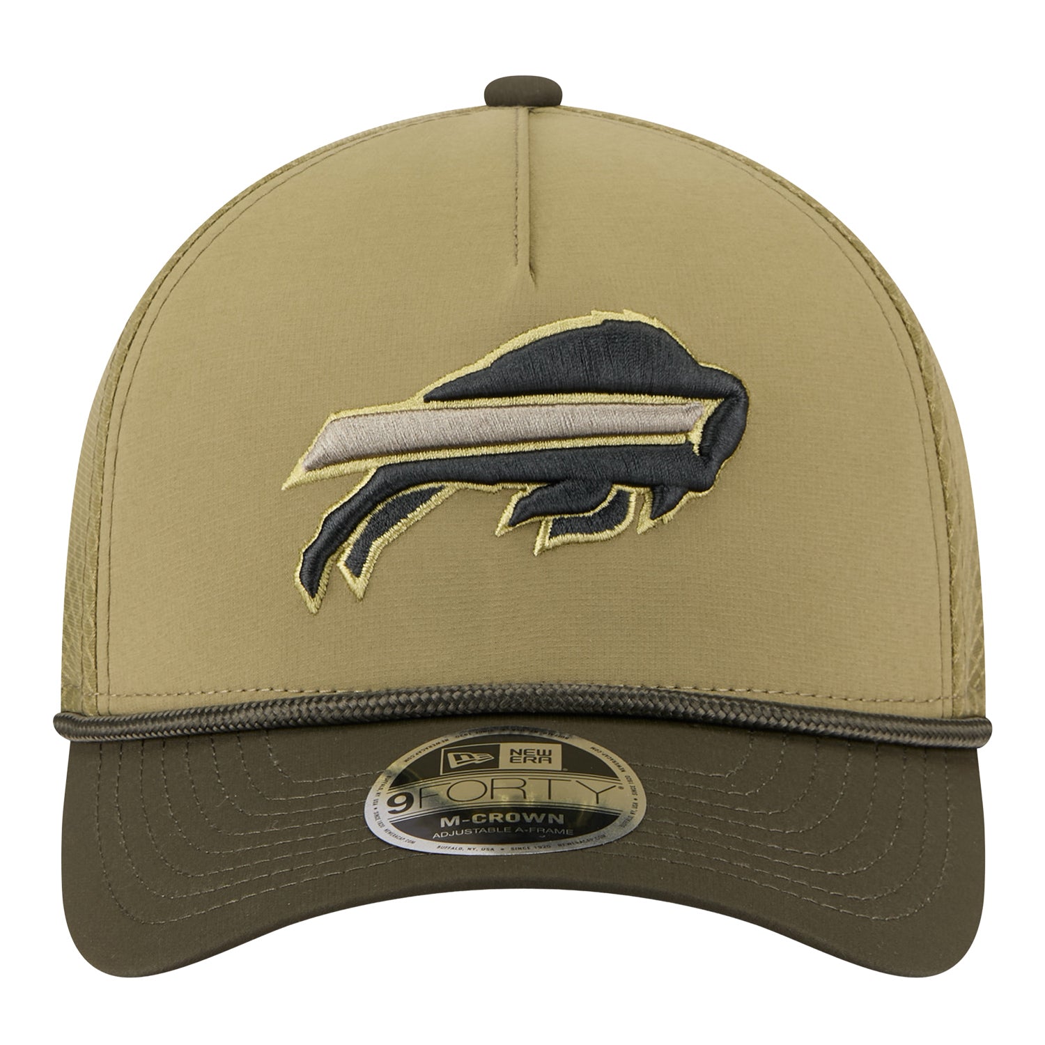 Bills New Era 2025 Salute to Service 9FORTY Adjustable Hat In Tan - Front View
