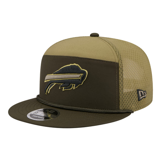 Bills New Era 2025 Salute to Service 9FIFTY Adjustable Hat In Brown & Tan - Angled Left Side View