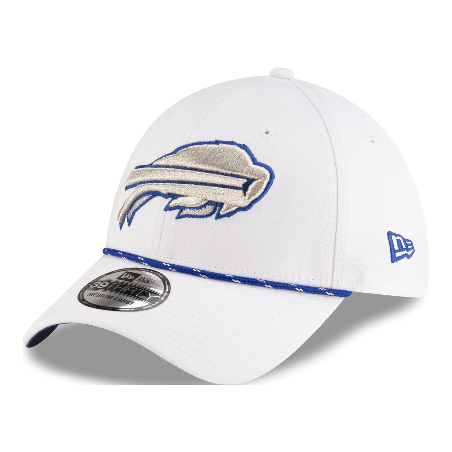 Buffalo Bills New Era 2025 Rivalry Series 39THIRTY Hat In White & Blue - Angled Left Side View