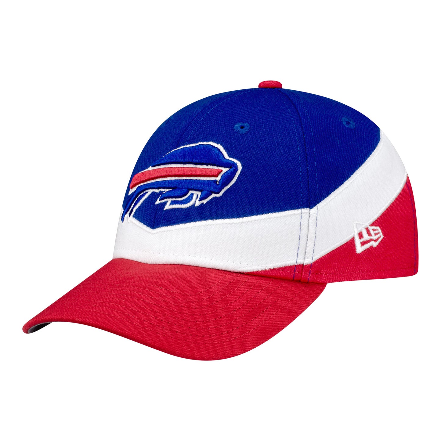 Buffalo Bills New Era 39THIRTY Primary Logo Hat In Red, White & Blue - Front Left View