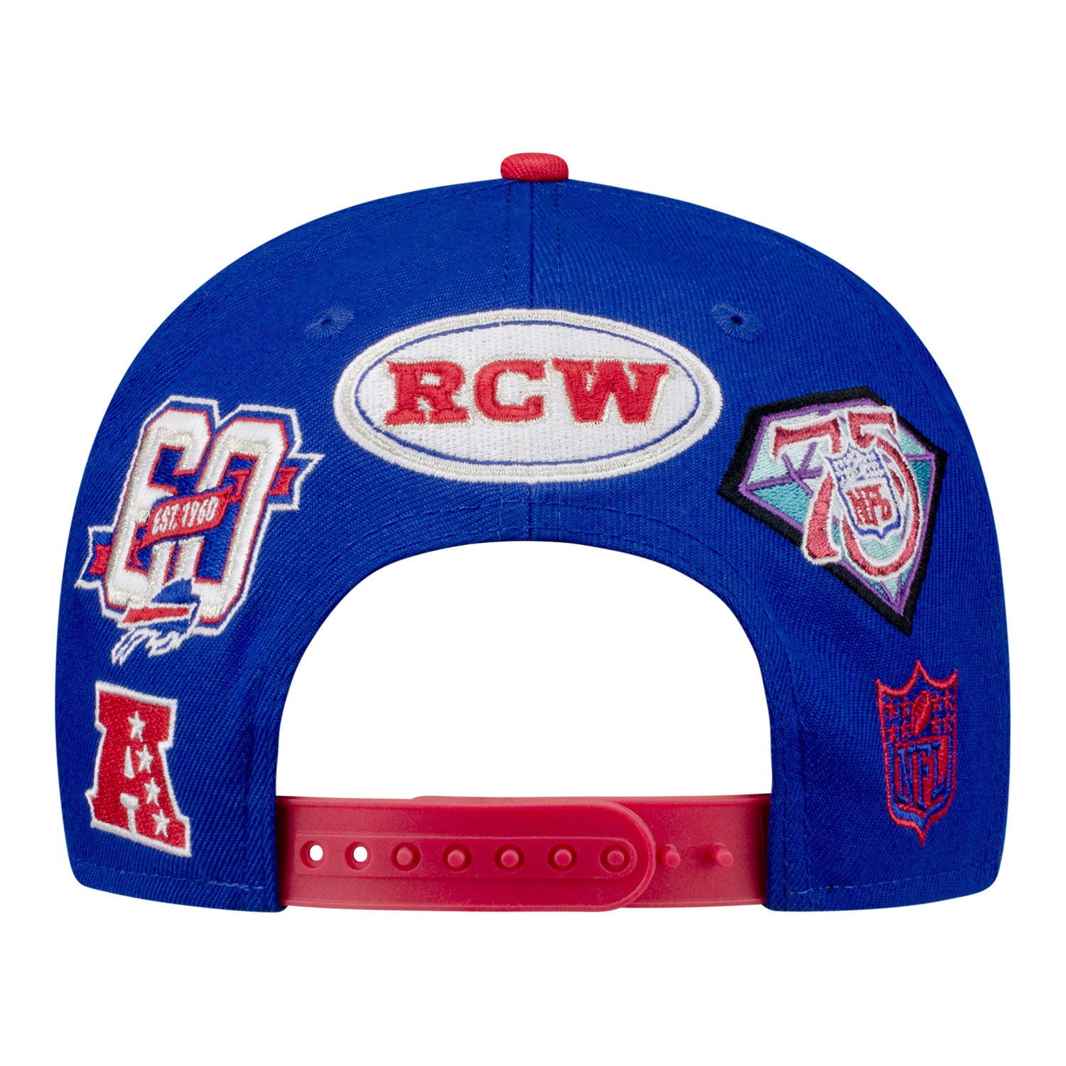 Buffalo Bills New Era 9FIFTY Scatter Logos Hat In Blue - Back View