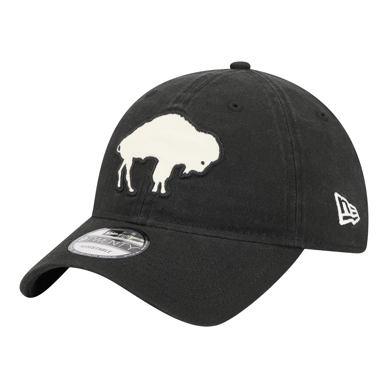 Buffalo Bills New Era 9TWENTY Stamp Classic Hat In Black & White - Angled Left Side View