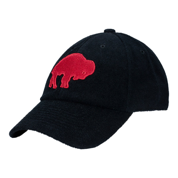 Mitchell & Ness Bills Throwback Terry Cloth Strapback Adjustable Hat In Black - Front Left View
