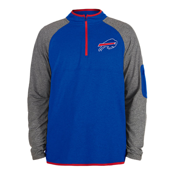 New Era Bills Team Logo 1/4 Zip Jacket In Blue - Front View