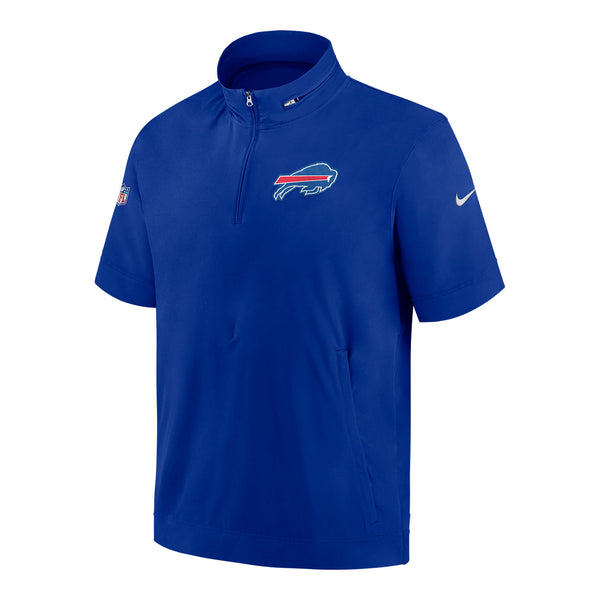 Nike Buffalo Bills Lightweight Coaches Short Sleeve Hooded Jacket In Blue - Front View