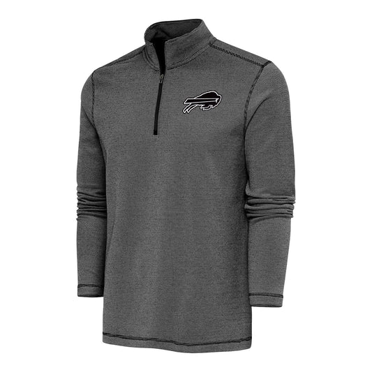 Antigua Bills Tonal Shore Bunker 1/4 Zip Jacket In Black - Front View