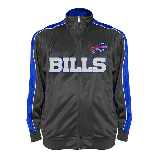 Big & Tall Bills Team Wordmark Full Zip Jacket In Grey - Front View