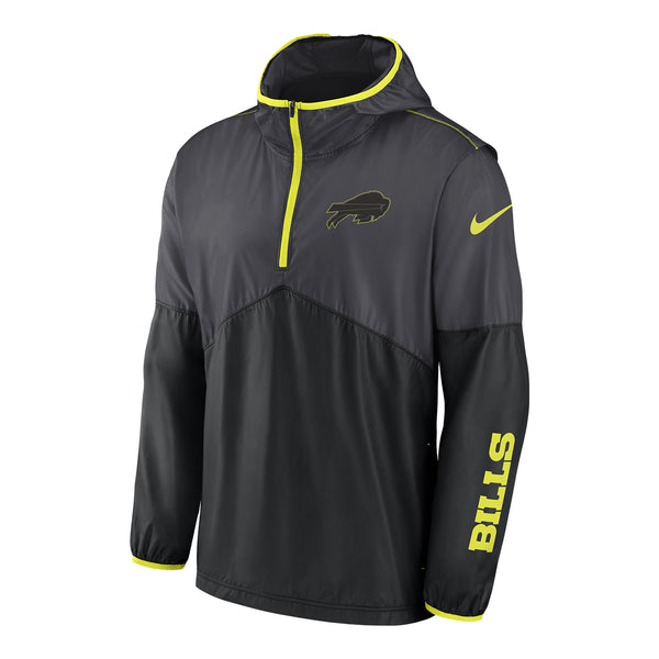 Nike Buffalo Bills Volt 1/4-Zip Hooded Jacket In Black - Front View