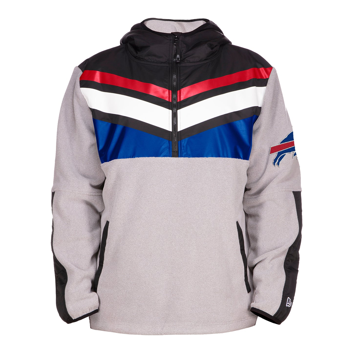 New Era Buffalo Bills Alpine 1/4 Zip Jacket In Grey - Front View