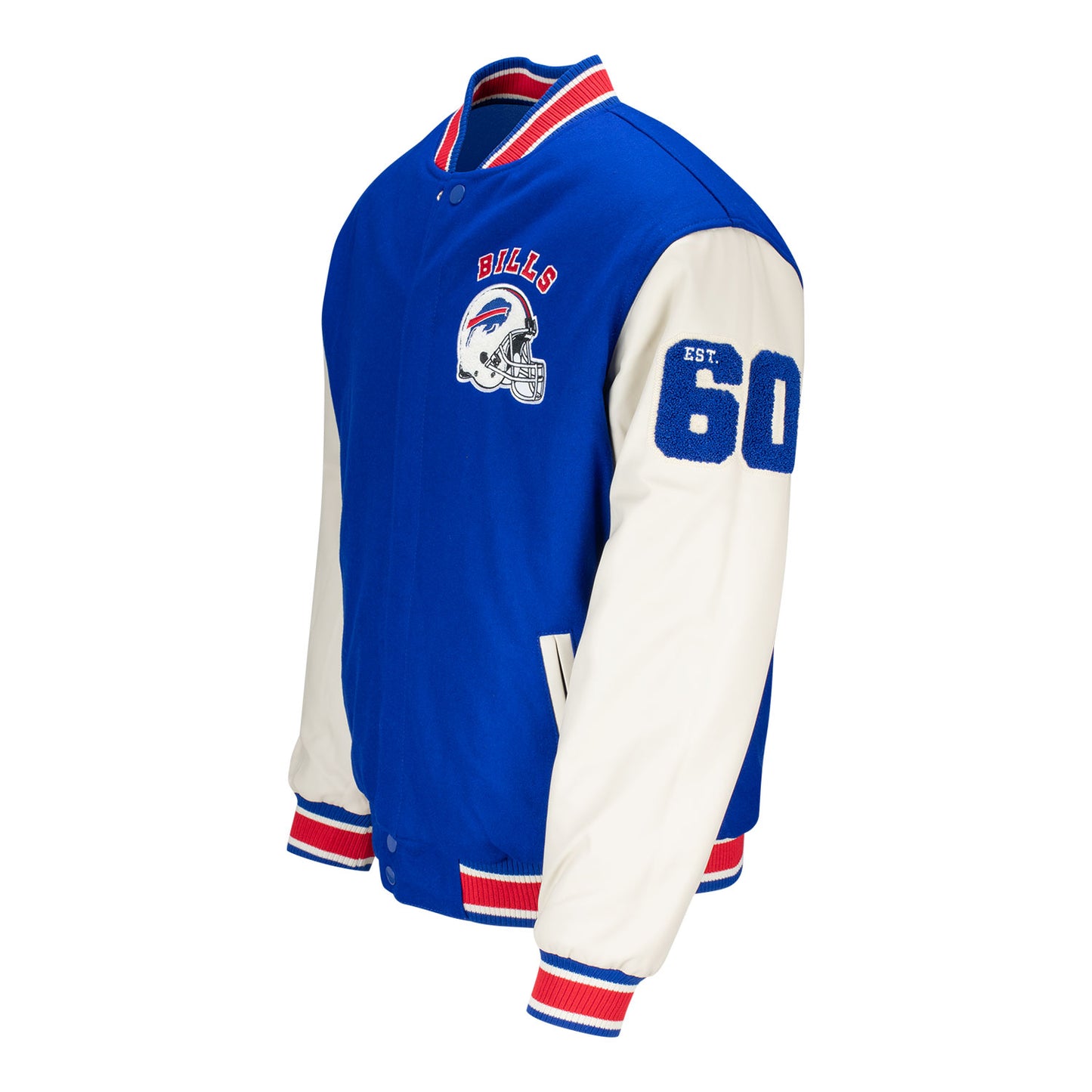 JH Design Buffalo Bills Helmet Reversible Button-Up Jacket In Blue - Left Side View