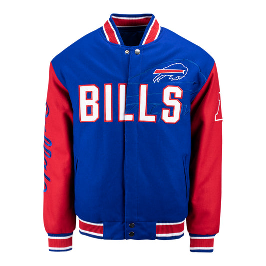 JH Design Buffalo Bills Sublimated Full-Zip Jacket In Blue & Red - Front View