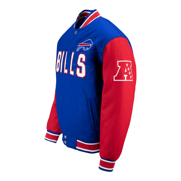 JH Design Buffalo Bills Sublimated Full-Zip Jacket In Blue & Red - Left Side View