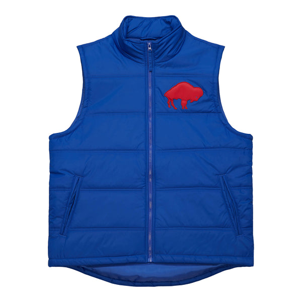 Mitchell & Ness Buffalo Bills Retro Puffer Vest In Blue - Front View