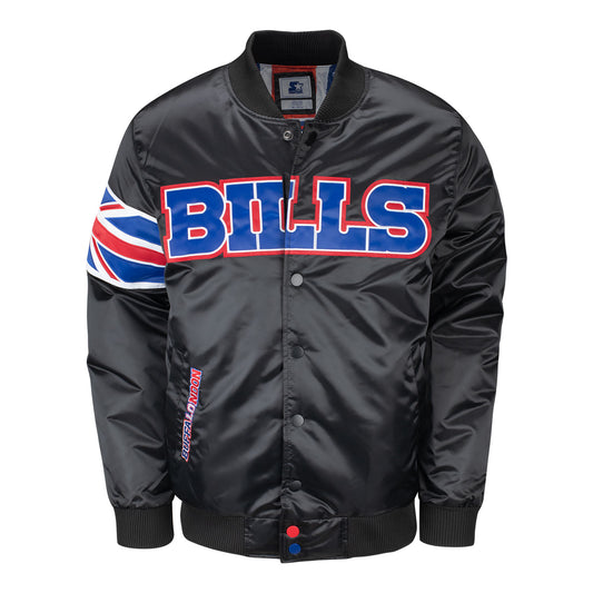 GIII Starter Bills London Mafia Exclusive Varsity Jacket In Black - Front View