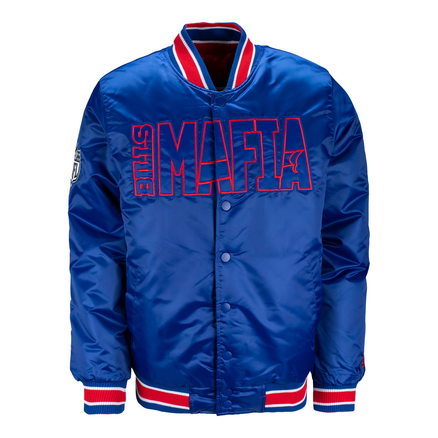 Starter Buffalo Bills Closer Reversible Satin Full-Zip Jacket In Blue - Front View