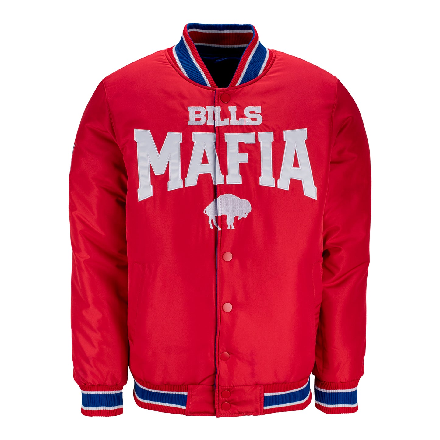 Starter Buffalo Bills Closer Reversible Satin Full-Zip Jacket In Red - Front View