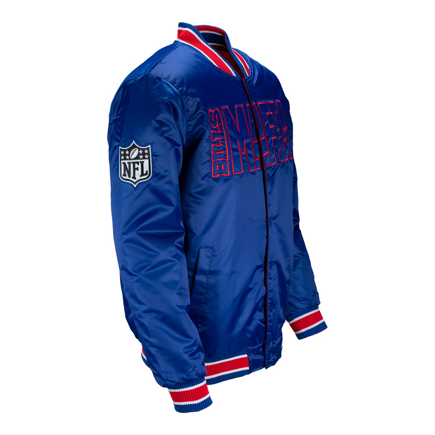 Starter Buffalo Bills Closer Reversible Satin Full-Zip Jacket In Blue - Side View