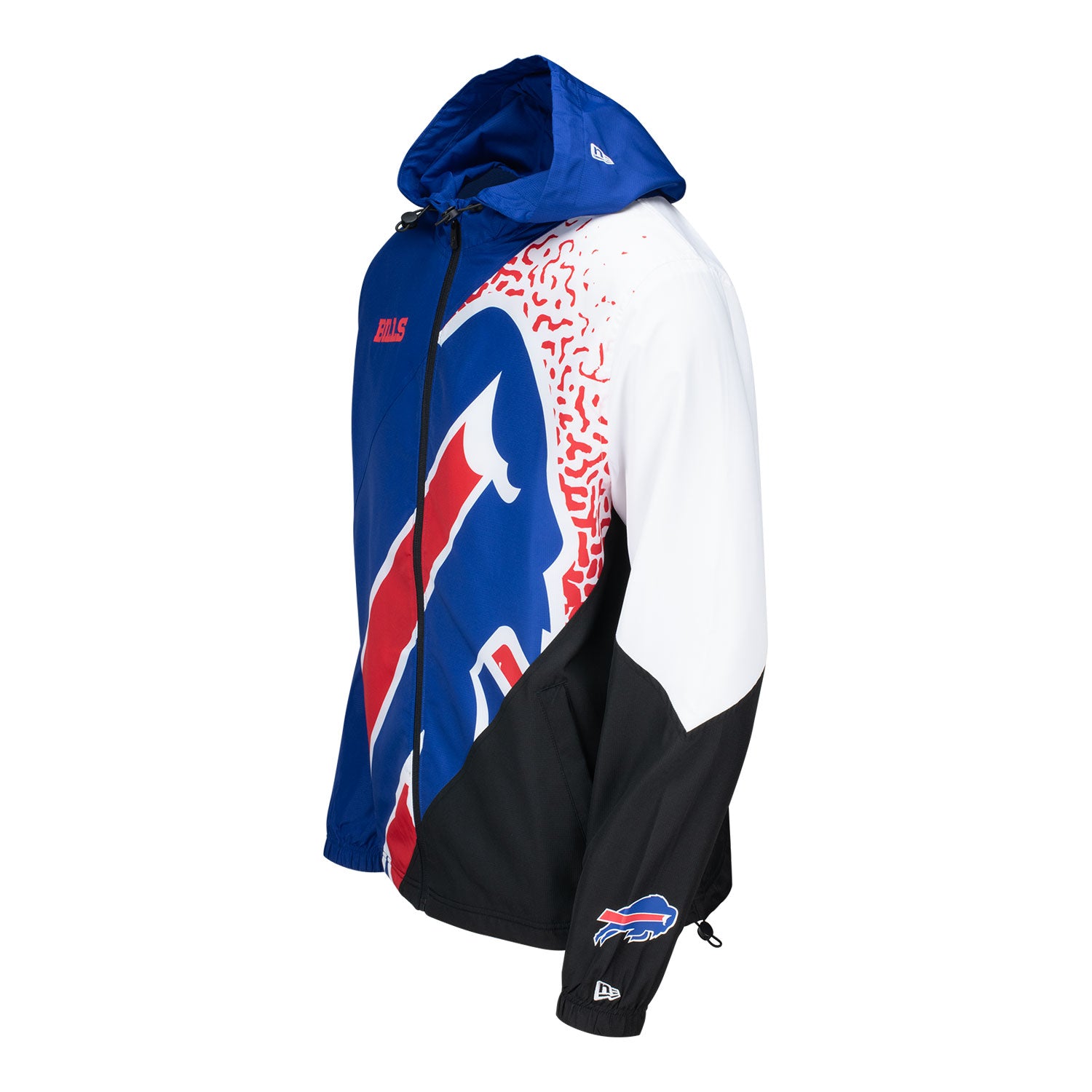 New Era Bills Color Block Logo Full Zip Wind Breaker In Blue - Side View