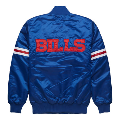 Buffalo Bills Legacy Patch Satin Snap Jacket In Blue - Back View