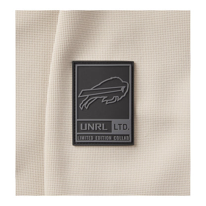 UNRL x Bills Impact Full-Zip In Tan - Zoom View On Left Shoulder Tag