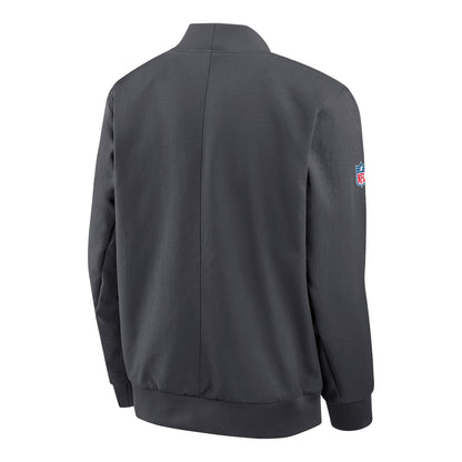 Buffalo Bills Nike 2025 Sideline Bomber Jacket In Grey - Back View