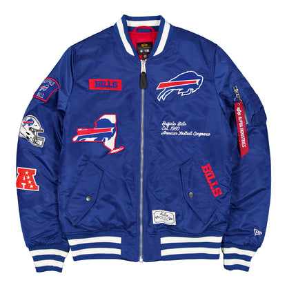 Buffalo Bills New Era Alpha Bomber Full Zip Jacket In Blue - Front View