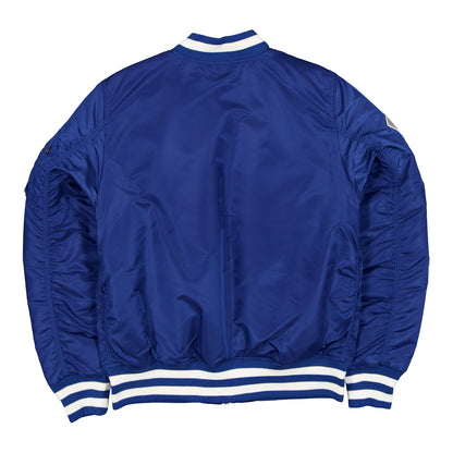 Buffalo Bills New Era Alpha Bomber Full Zip Jacket In Blue - Back View