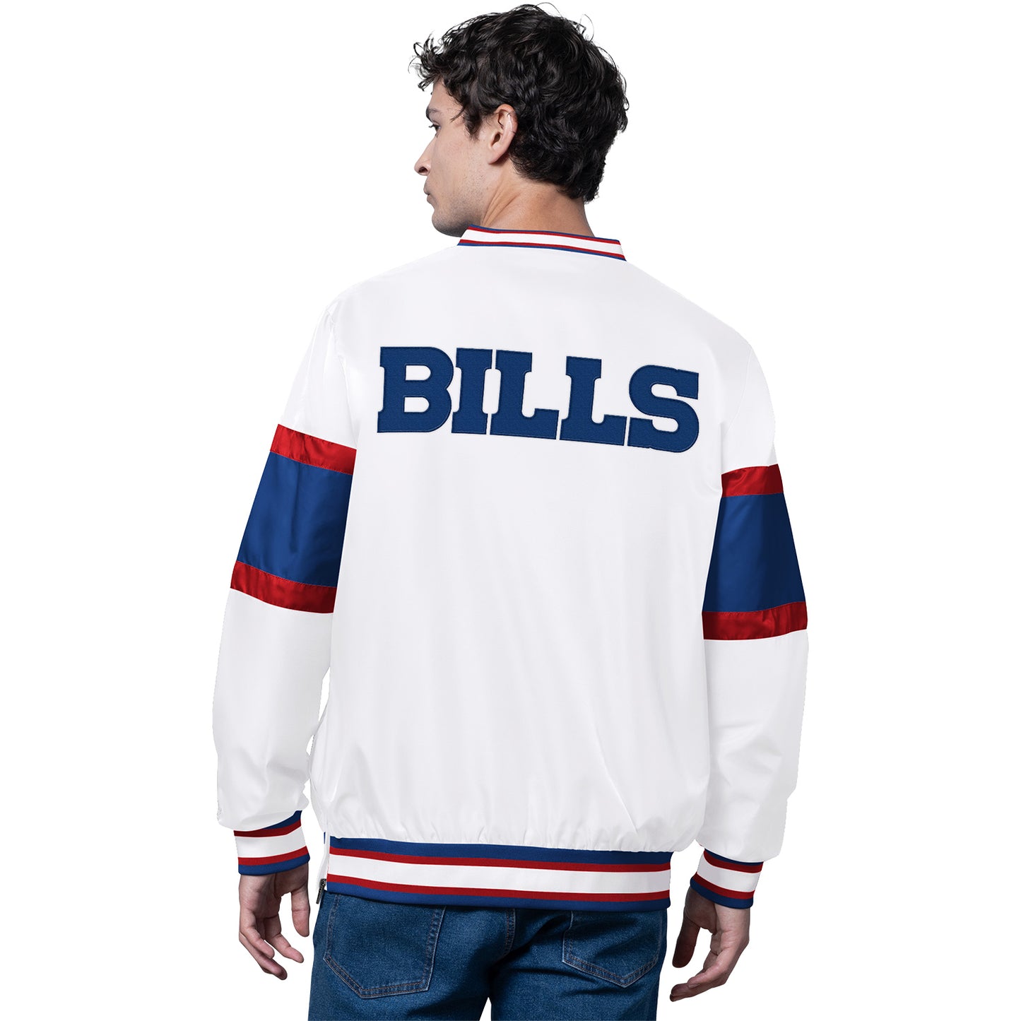 Buffalo Bills Starter Nylon Signal Caller Jacket In White - Back View