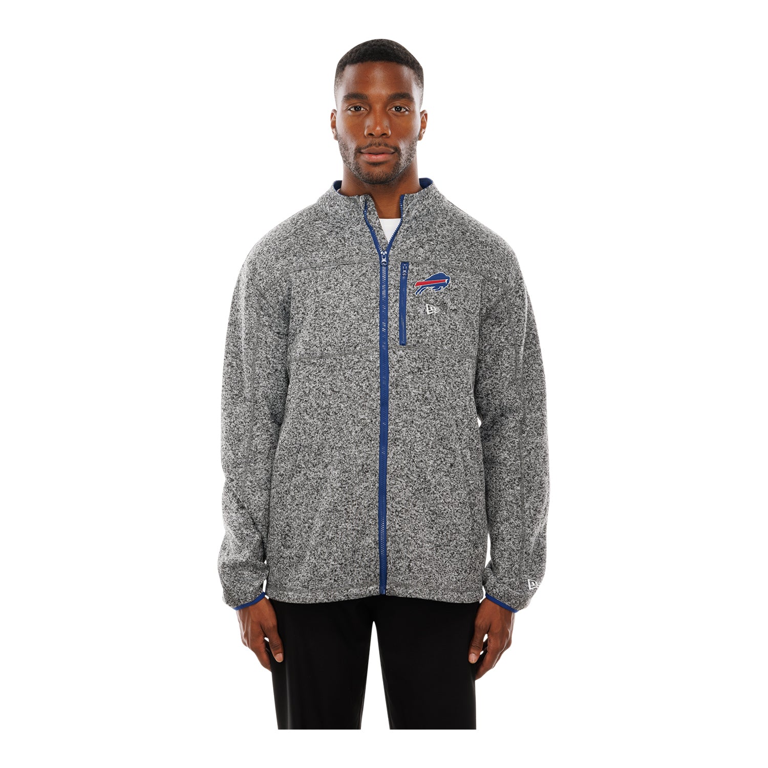 Buffalo Bills New Era Primary Logo Full Zip Jacket In Grey - Front View