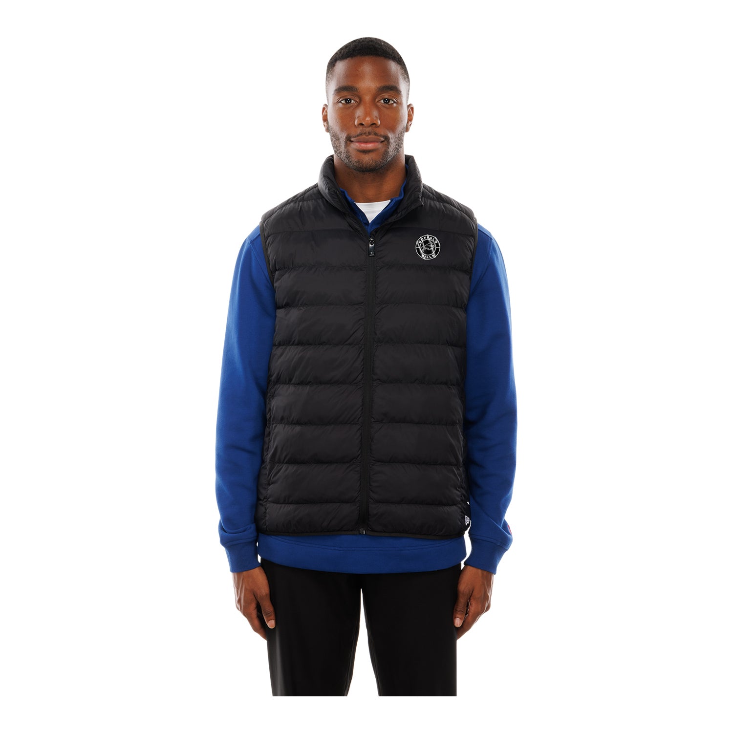 Bills New Era Full Zip Packable Vest In Black - Front View