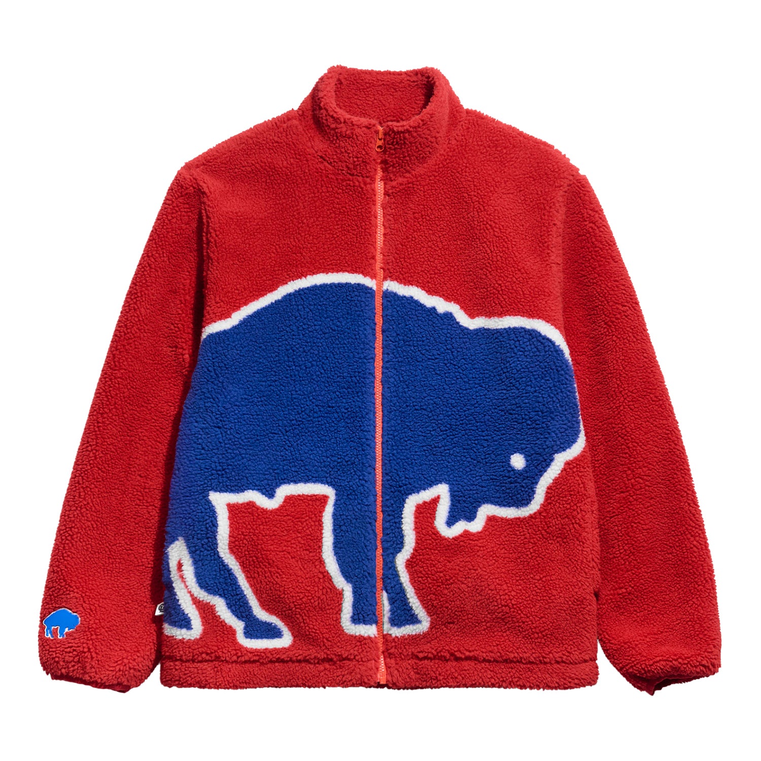 Buffalo Bills Chalkline Classic Oversized Logo Sherpa Jacket In Red - Front View
