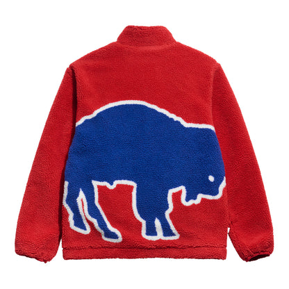Buffalo Bills Chalkline Classic Oversized Logo Sherpa Jacket In Red - Back View