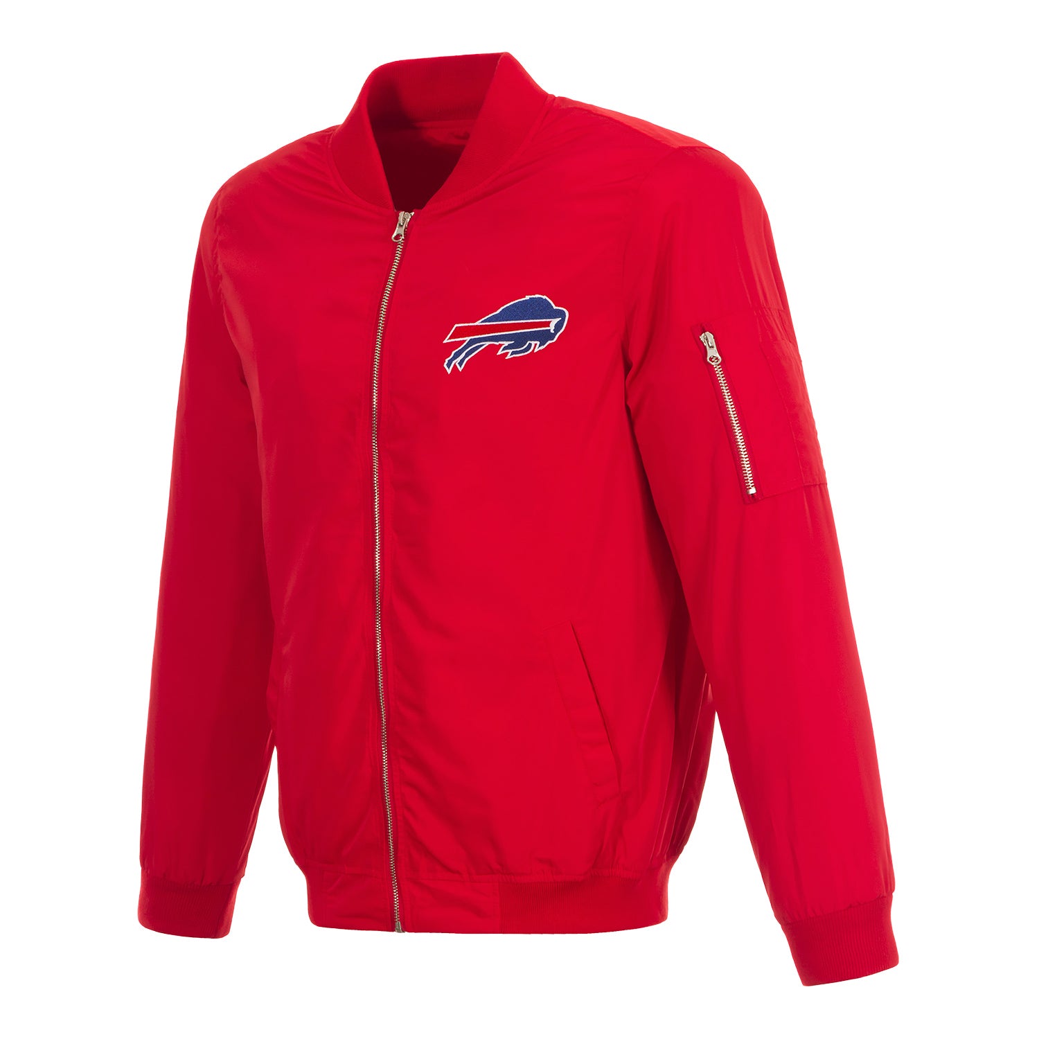 Buffalo Bills Full Zip Primary Logo Bomber Jacket In Red - Front View